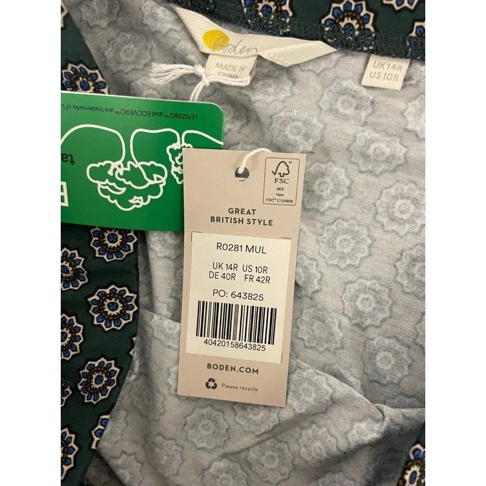Boden Womens Mini wrap Skirt UK 14 US 10 Green Floral Jersey Pull On R0281 NWT